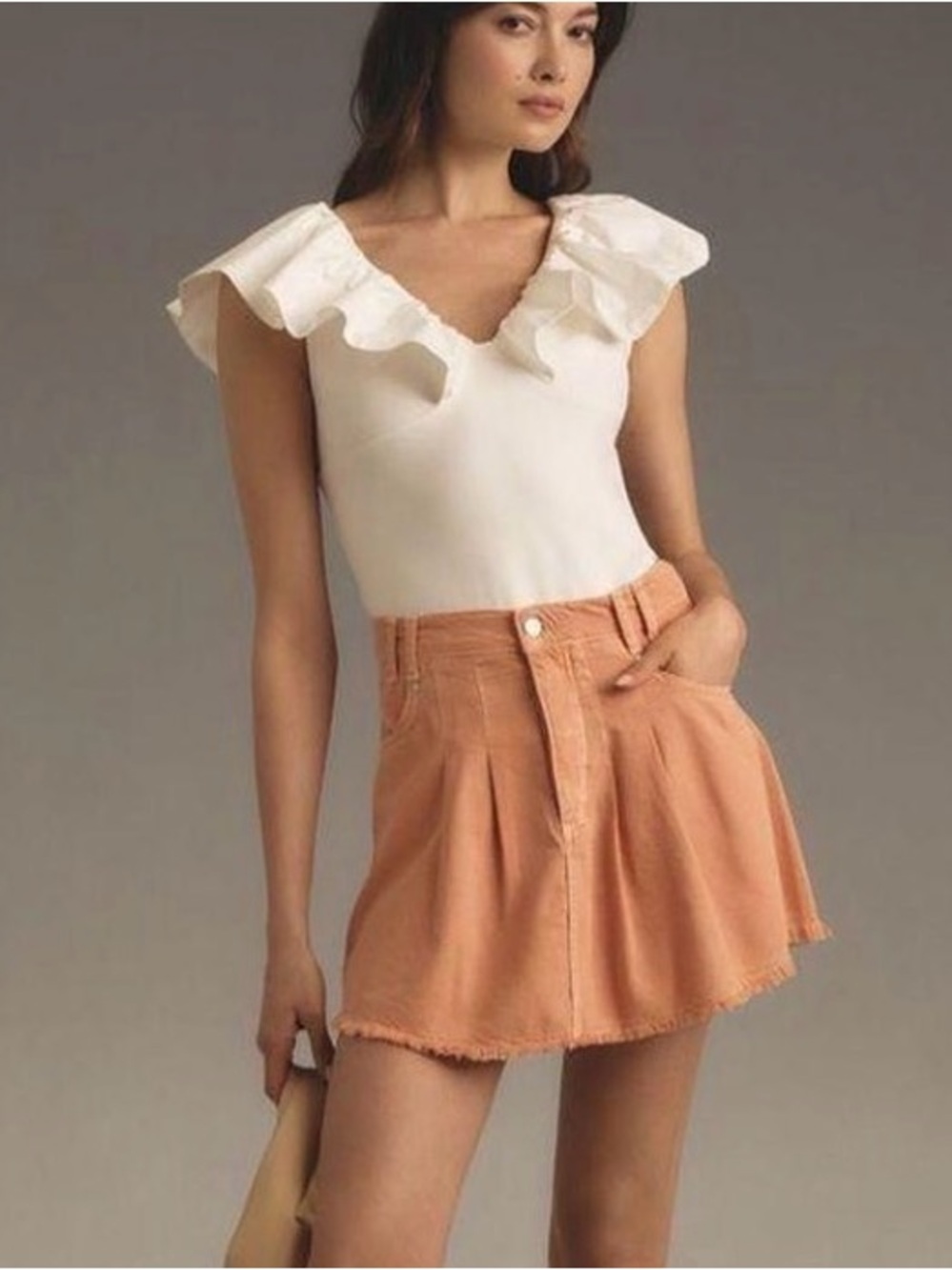 Anthropologie pilcro pleated micro skirt pink size 0